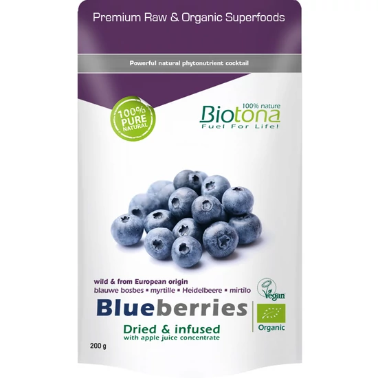 Biotona Superfood - Áfonya - Almalé koncentrátummal édesített, szárított - bio 200g