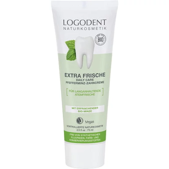 Logodent Extra Fresh Daily care fluoridmentes fogkrém bio borsmentával 75ml