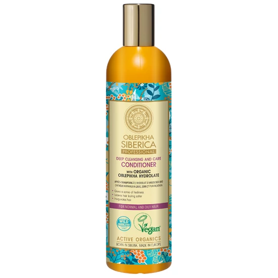 Natura Siberica Ápoló Homoktövis Hajkondicionáló bio virágvízzel normál és zsíros hajra 400ml