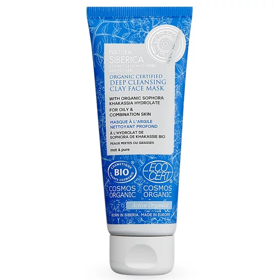 Natura Siberica Virágvízalapú Mélytisztító agyagos bio arcmaszk zsíros és vegyes bőrre 75ml