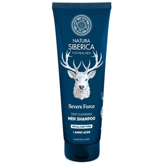 Natura Siberica FOR MEN  „Severe force” Mélytisztító sampon minden hajtípusra férfiaknak 200ml