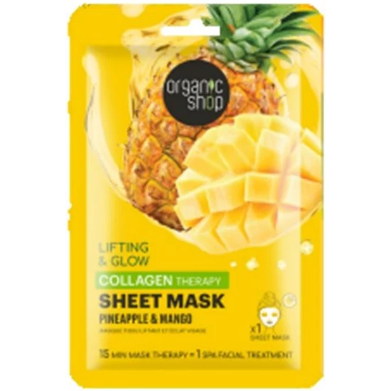 Organic Shop Fátyolmaszk  - Kollagénes - ananász és mangó 25g