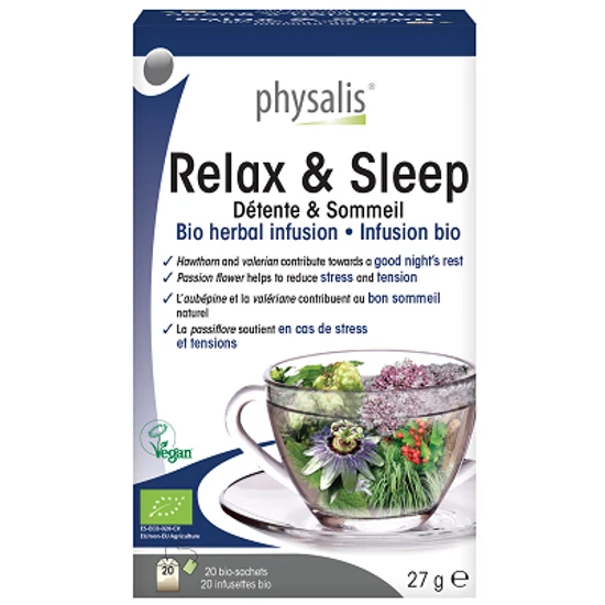 Physalis Bio Gyógynövényes tea - Relax &amp; Sleep - Lefekvés előtti, 20 filter x 1,35g (27g)