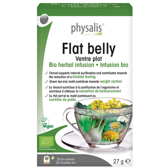 Physalis Bio Herbal Infusion - Flat Belly - Puffadás ellen tea, 20 filter x 1,35g (27g)