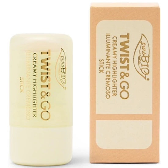 PuroBIO TWIST &amp; GO Krémes highlighter stift - 01 gyöngyházfényű pezsgő 5g