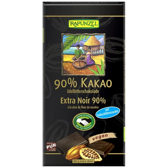 Rapunzel Bio Keserűcsokoládé (90%) 80g