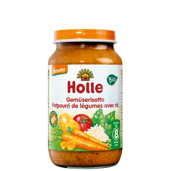 Holle Junior Zöldségrizottó - üveges bébiétel - bio, gluténmentes 220g