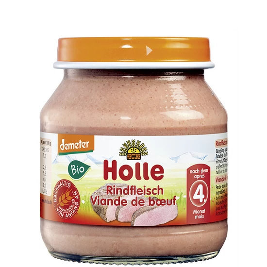 Holle Marhahús, üveges bébiétel - bio, gluténmentes 125g