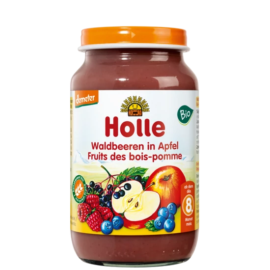 Holle Almapüré erdei gyümölcsökkel - üveges bébiétel - bio, gluténmentes 220g