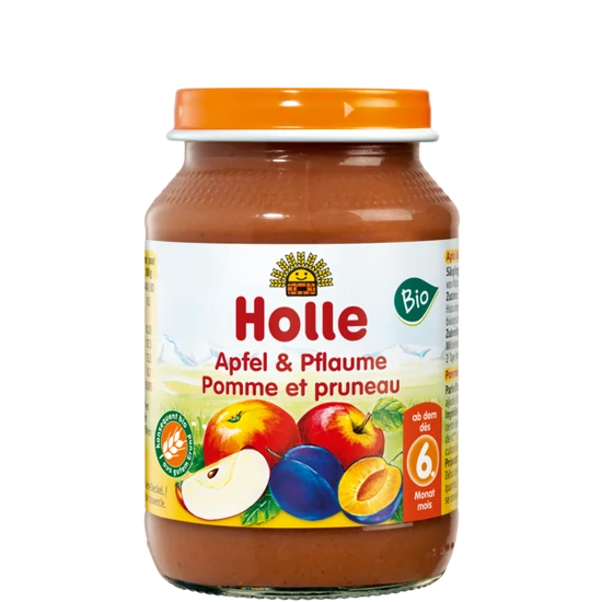 Holle Alma szilvával, üveges bébiétel - bio, gluténmentes 190g