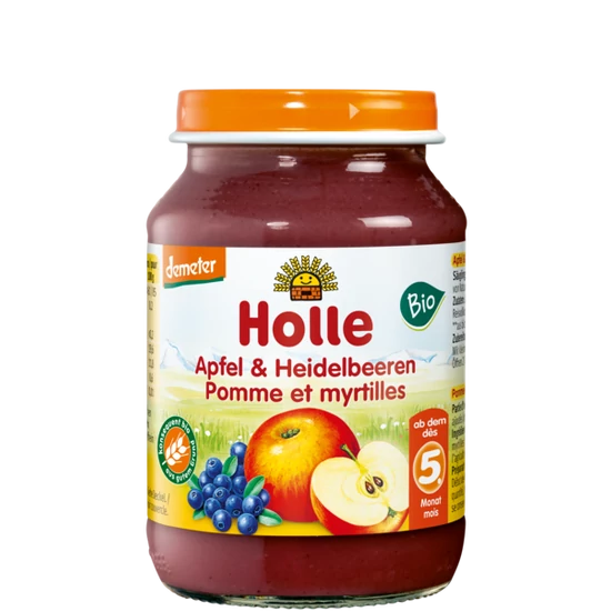 Holle Alma feketeáfonyával, üveges bébiétel - bio, gluténmentes 190g