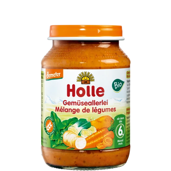 Holle Vegyeszöldség, üveges bébiétel - bio, gluténmentes 190g