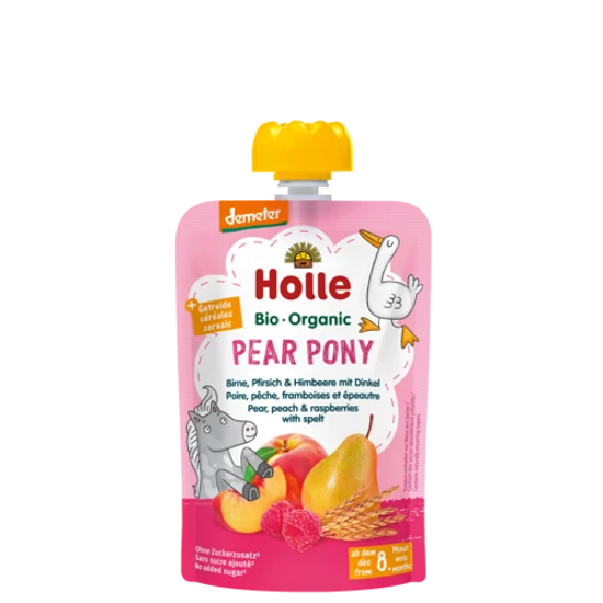Holle Pear Pony - Tasak körte, őszibarack, málna tönköllyel - bio demeter, gluténmentes 100g