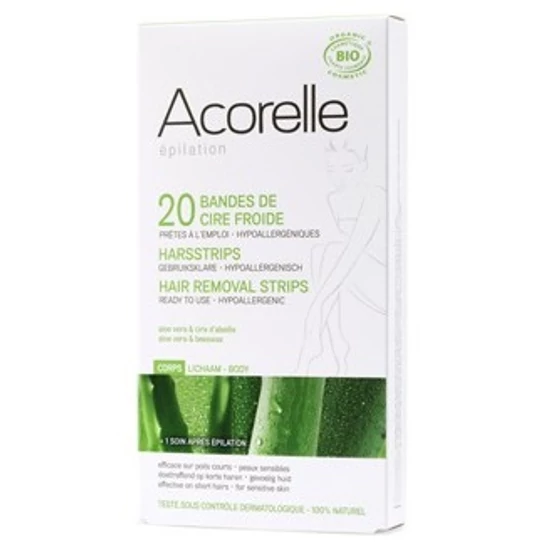 Acorelle Bio hideggyanta szőrtelenítő csík - testre 10x2 db (4,8ml)