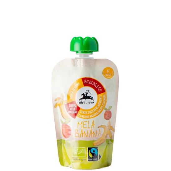 Alce Nero Püré (tasakos) - Alma-banán - bio 100g