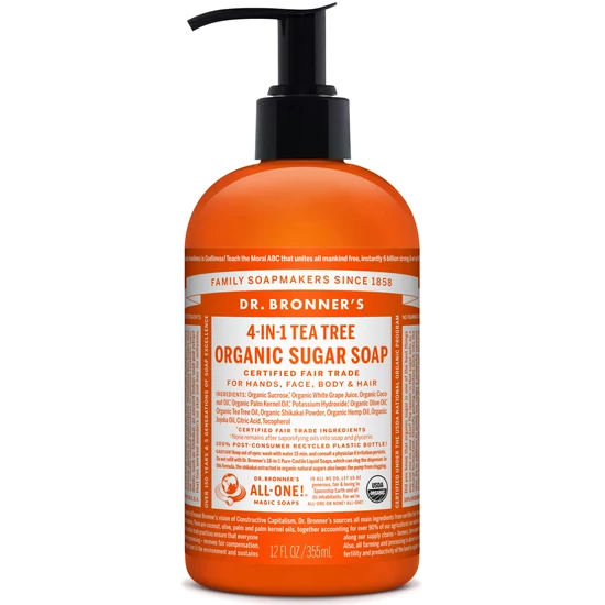 Dr. Bronner's Bio nádcukros szappan - Teafa 355ml