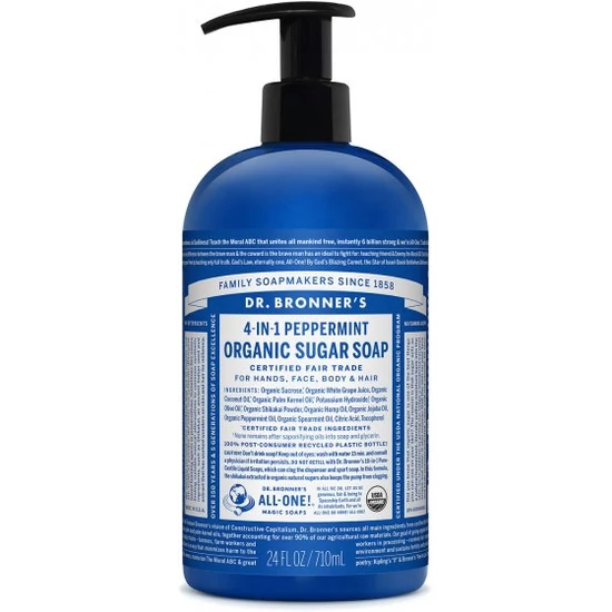 Dr. Bronner's Bio nádcukros szappan - Borsmenta 355ml