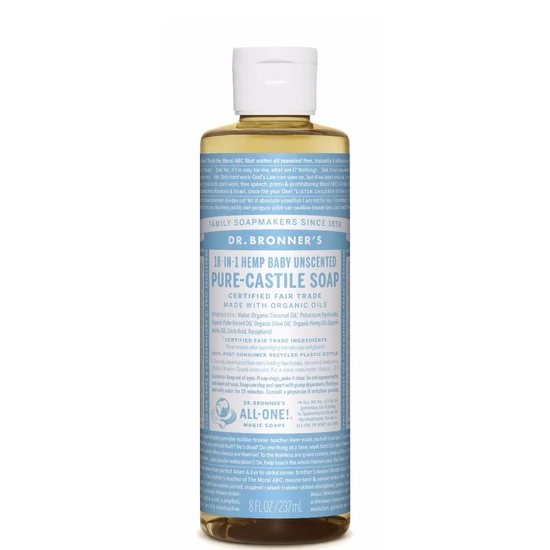 Dr. Bronner's Illatmentes Baba Lágyság folyékony szappan koncentrátum 240ml