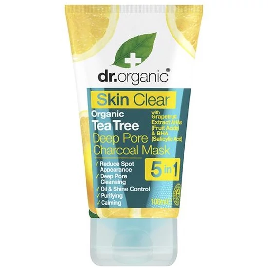 Dr. Organic Skin Clear Mélytisztító arcmaszk természetes szénnel 5 az 1-ben 100ml