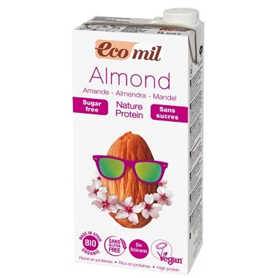 Ecomil Mandulaital proteines édesítő nélkül - bio, gluténmentes, vegán 1L