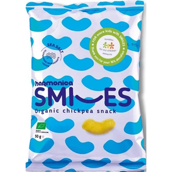 Harmonica SMILES Csicseriborsó snack tengeri sóval - bio, gluténmentes, vegán 50g