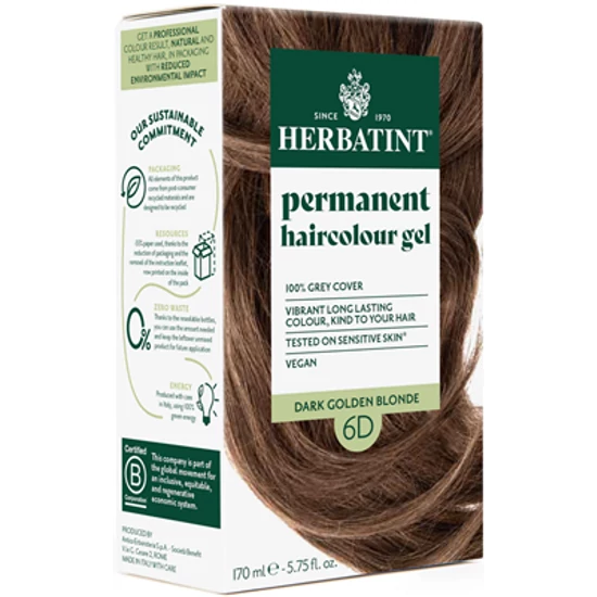 Herbatint Hajfesték - 6D Arany sötétszőke (világosbarna) 120ml + 50ml