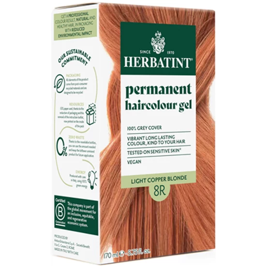 Herbatint Hajfesték - 8R Réz világos szőke 120ml + 50ml