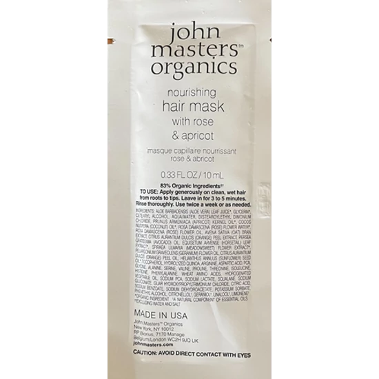 John Masters Hajmaszk normál hajra - rózsa és sárgabarack . minta 10ml