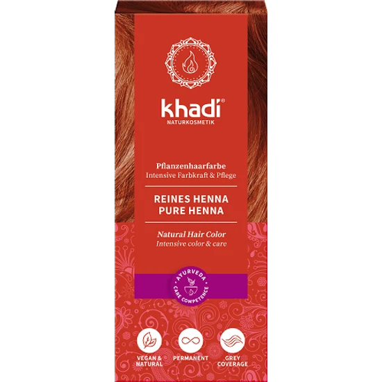 Khadi Növényi hajfesték por - élénkvörös (100% henna) 100g