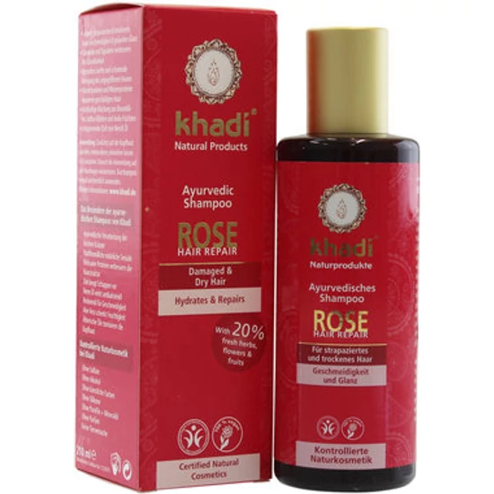 Khadi Sampon rózsa - sérült, töredezett hajra 210ml