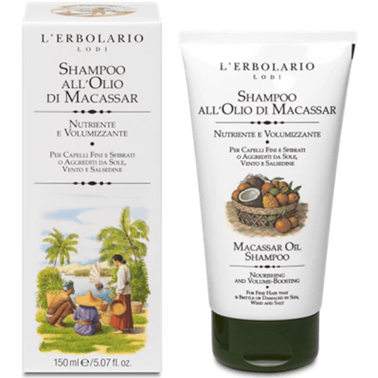 L'Erbolario Sampon - Makasszar-olajos vékonyszálú hajra 150ml