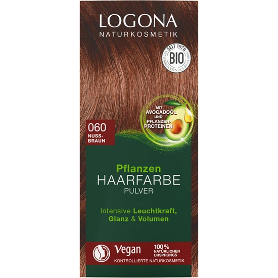 Logona Növényi hajfesték por 060 - mogyoróbarna 100g