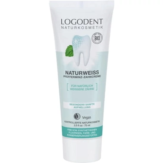 Logodent Natural White fluoridmentes fogkrém borsmentával 75ml