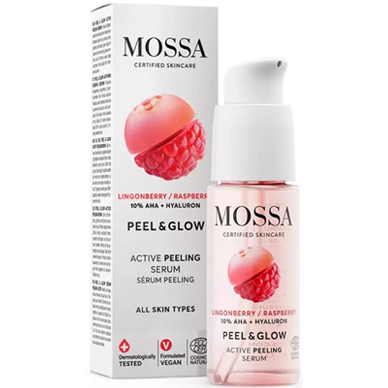 Mossa PEEL &amp; GLOW 10% AHA és hialuronsav hámlasztó szérum 30ml