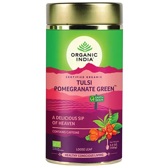 Organic India Bio Tulsi szálas tea - Gránátalma zöld tea 100g