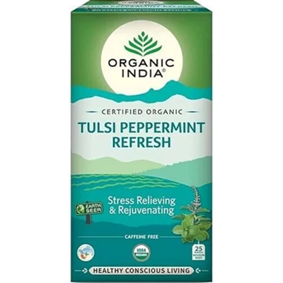 Organic India Bio Tulsi filteres tea - Frissítő borsmenta tea 25 filter