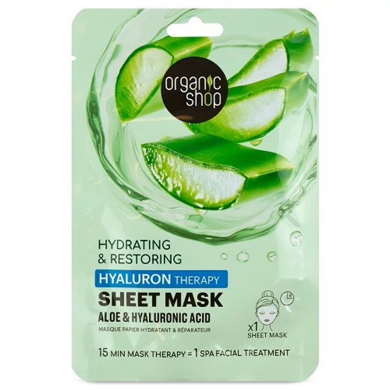 Organic Shop fátyolmaszk hidratáló &amp; helyreállító- Aloe és Hyaluronic 25g