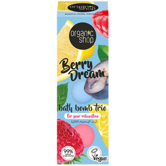 Organic Shop “Berry Dream” Fürdőbomba trió 3x85g