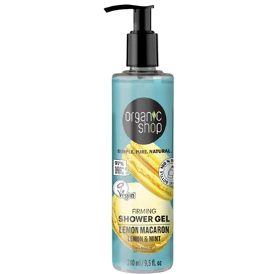 Organic Shop Tusfürdő gél - Lemon macaron - Feszesítő - citrommal és mentával 280ml