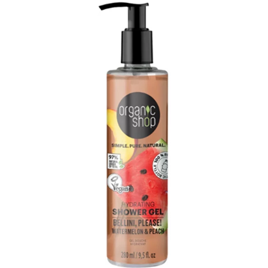 Organic Shop Tusfürdő gél - Bellini, please! - Hidratáló - görögdinnyével és barackkal 280ml