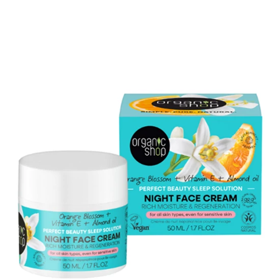 Organic Shop Éjszakai arckrém narancsvirággal E-vitaminnal és mandulaolajjal 50ml