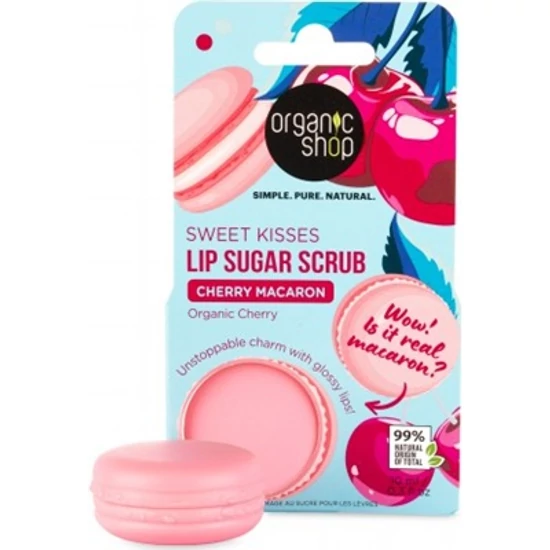 Organic Shop Cukros ajakradír - Cseresznyés macaron - bio cseresznyével 10ml