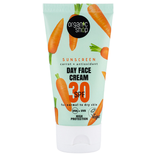 Organic Shop Fényvédő nappali arckrém sárgarépával és antioxidánsokkal SPF30 50ml