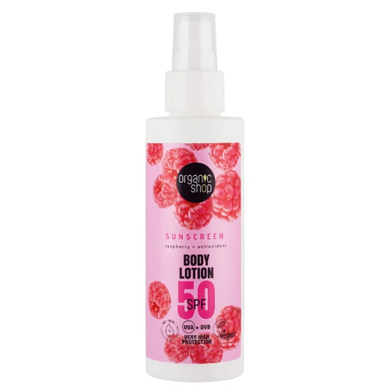 Organic Shop Fényvédő testápoló málnával és antioxidánsokkal SPF50 150ml