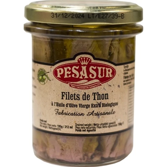 Pesasur Tonhalfilé extra szűz olívaolajban - bio 195g