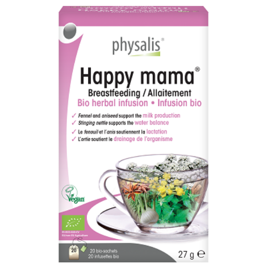 Physalis Bio Herbal Infusion tea - Happy Mama - tejserkentő tea szoptató édesanyáknak, 20 filter x 1,35g (27g)