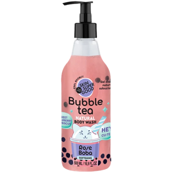 Skin Super Good Bubble Tea “Rose Boba” puhító tusfürdő eperrel és hibiszkusszal 500ml