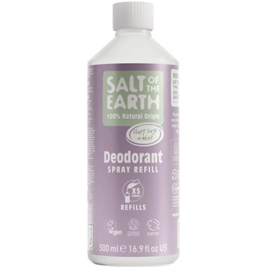 Salt of the Earth Dezodor spray - Zsálya és menta utántöltő 500ml