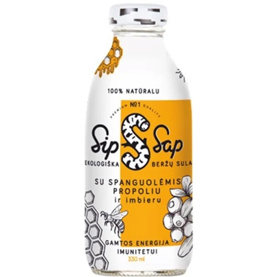 SipSap Nyírfavíz áfonya-propolisz-méz-gyömbér - bio 330ml