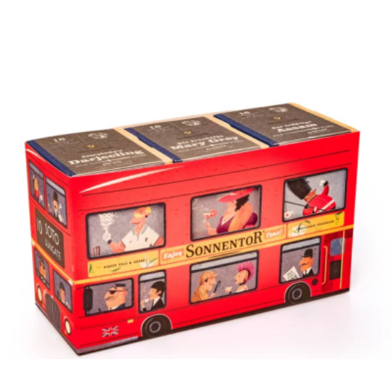 Sonnentor Bio Fekete tea London Busz - ajándék díszdoboz